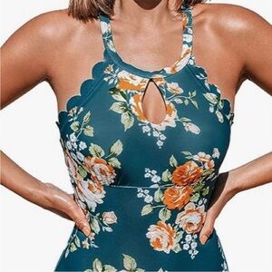 Cupshe Floral Keyhole One Piece Swimsuit